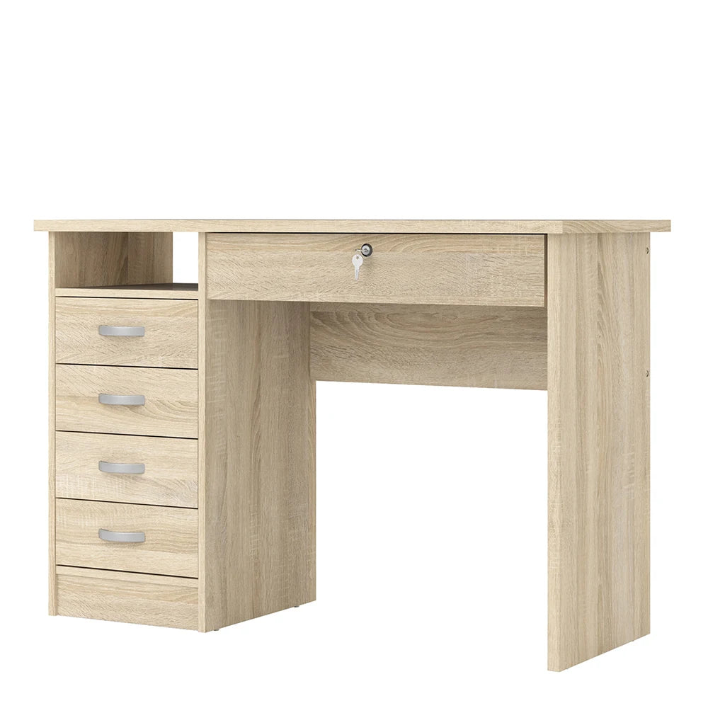 Function Plus Desk with 5 Drawers in Oak