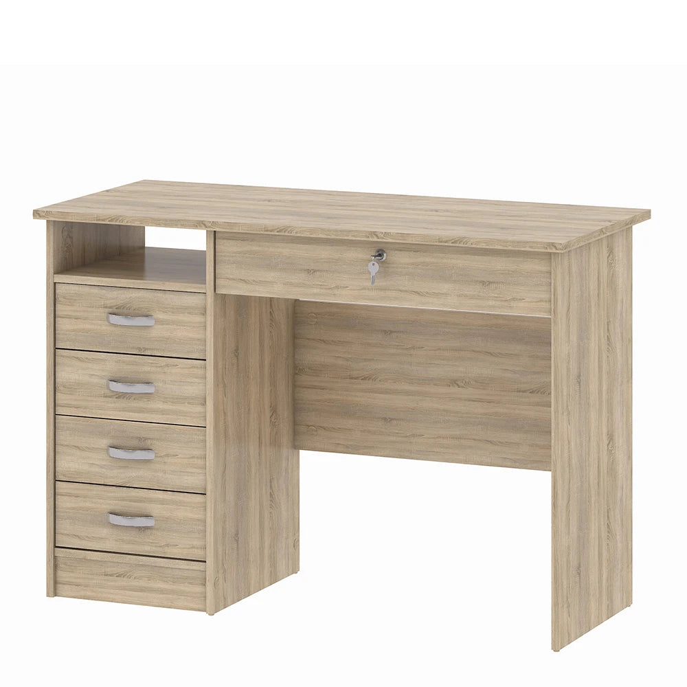 Function Plus Desk with 5 Drawers in Oak
