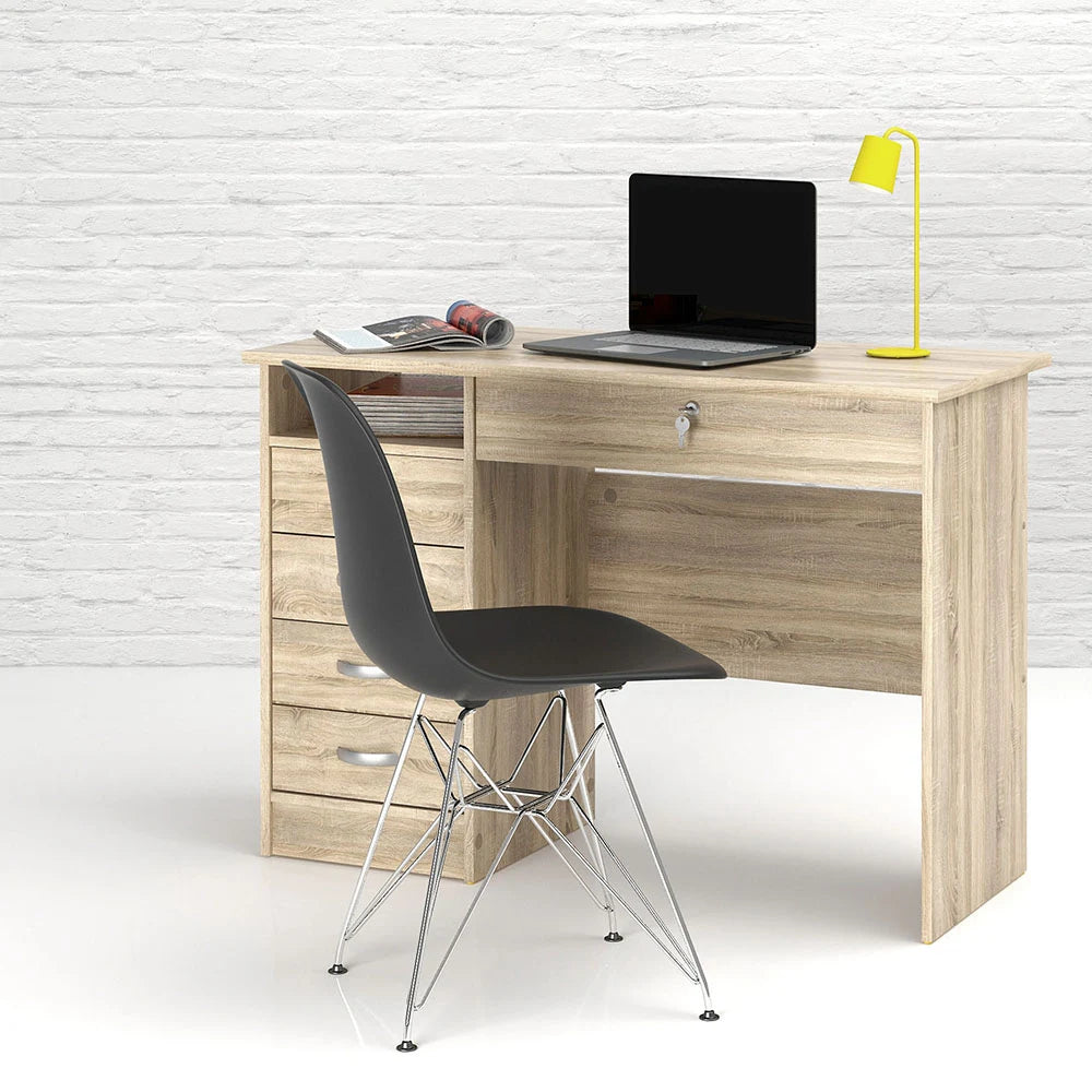Function Plus Desk with 5 Drawers in Oak