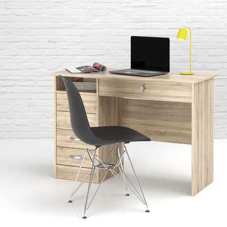 Function Plus Desk with 5 Drawers in Oak