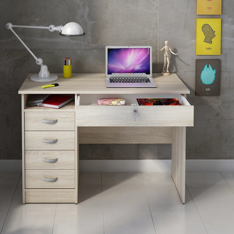 Function Plus Desk with 5 Drawers in Oak