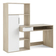 Function Plus Desk White and Oak with Drawer and Cupboard