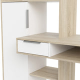 Function Plus Desk White and Oak with Drawer and Cupboard
