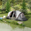 Outsunny Camping Tent for 6-8 Man with 2000mm Waterproof Rainfly and Carry Bag for Fishing Hiking Festival, Grey