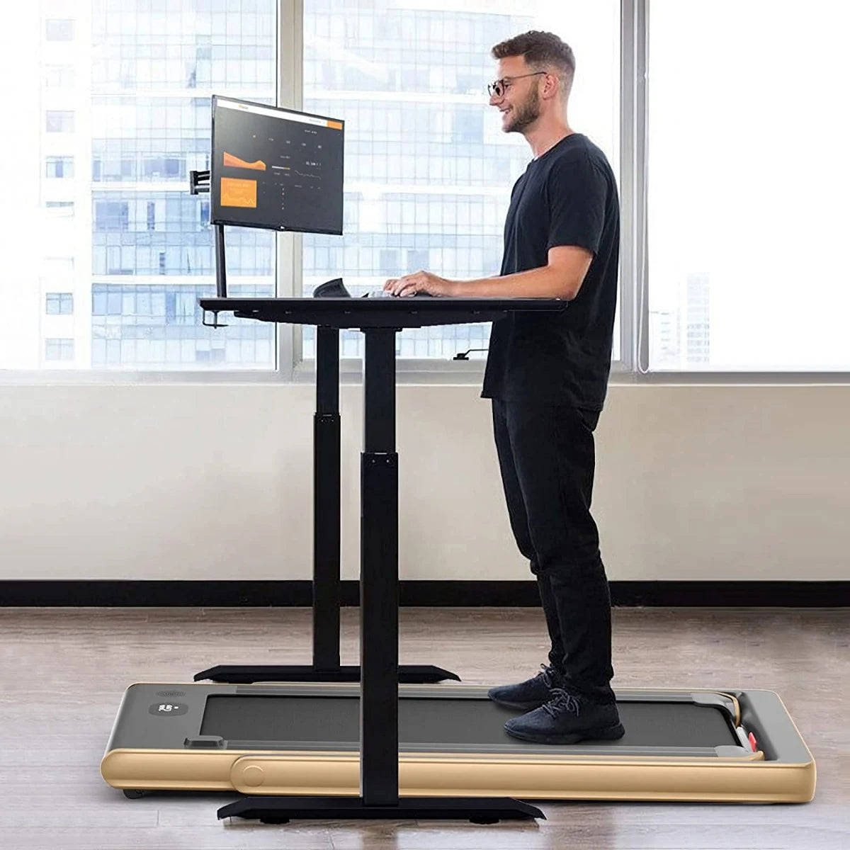 Folding Treadmill Electric 1-12KM/H with Bluetooth-Golden