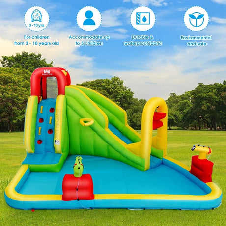 Inflatable Water Slide with Climbing Wall & Pool & Water Gun (without Blower)