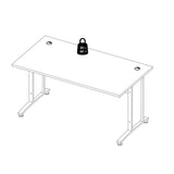 Prima Desk 150cm in White with Silver Grey Steel Legs