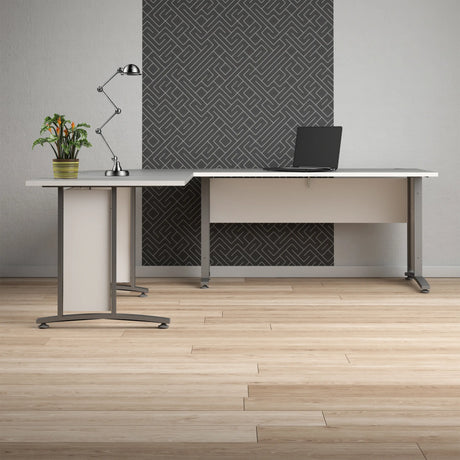 Prima Desk 150cm in White with Silver Grey Steel Legs