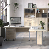 Prima Desk 150cm in Oak with Height Adjustable Electric Legs (Grey)