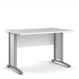 Prima Desk 120cm in White with Silver Grey Steel Legs