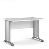 Prima Desk 120cm in White with Silver Grey Steel Legs
