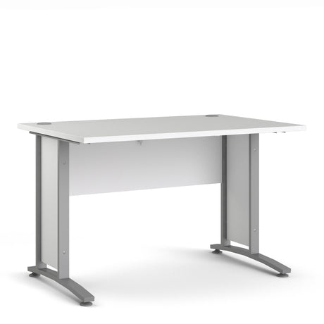 Prima Desk 120cm in White with Silver Grey Steel Legs