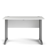 Prima Desk 120cm in White with Silver Grey Steel Legs