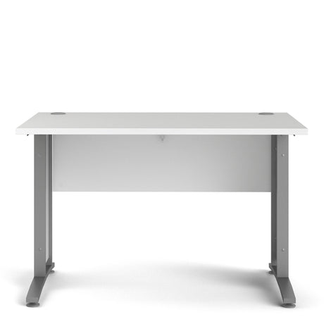 Prima Desk 120cm in White with Silver Grey Steel Legs