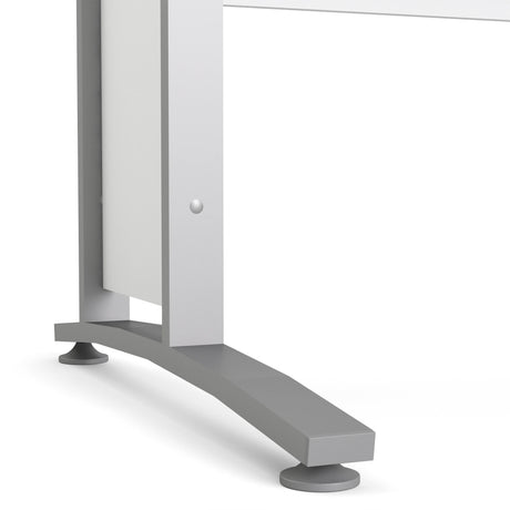 Prima Desk 120cm in White with Silver Grey Steel Legs