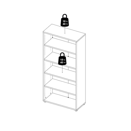 Prima Bookcase 2 Shelves with 2 Drawers 2 Doors in White