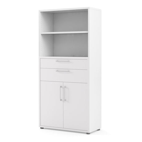 Prima Bookcase 2 Shelves with 2 Drawers 2 Doors in White
