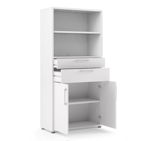 Prima Bookcase 2 Shelves with 2 Drawers 2 Doors in White