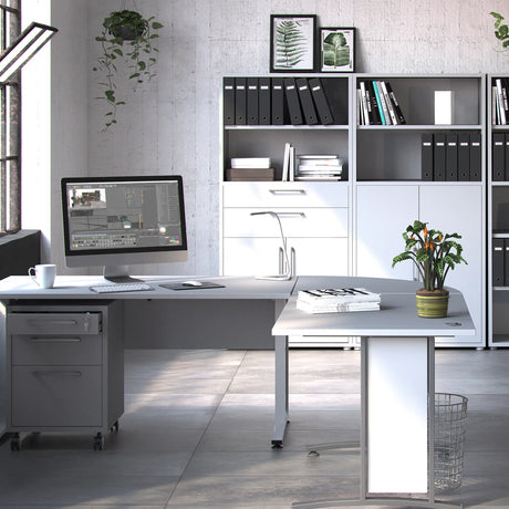 Prima Bookcase 2 Shelves with 2 Drawers 2 Doors in White