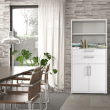 Prima Bookcase 2 Shelves with 2 Drawers 2 Doors in White