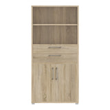 Prima Bookcase 2 Shelves with 2 Drawers and 2 Doors in Oak