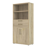 Prima Bookcase 2 Shelves with 2 Drawers and 2 Doors in Oak