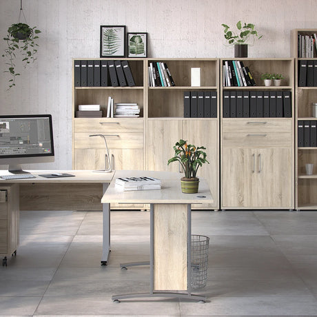 Prima Bookcase 2 Shelves with 2 Drawers and 2 Doors in Oak