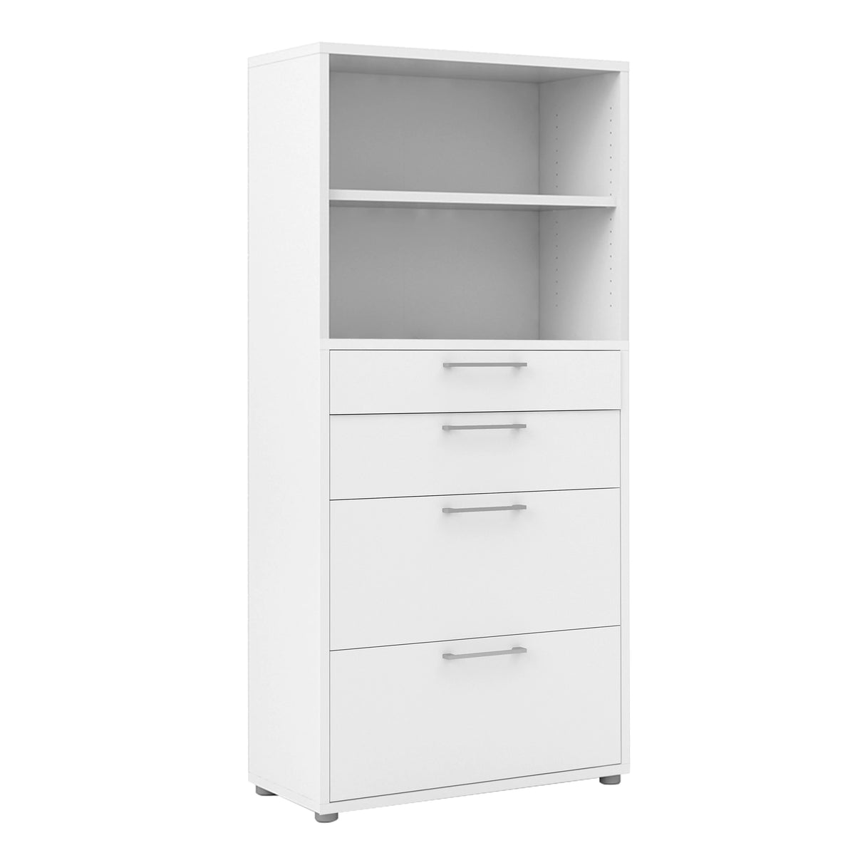 Prima Bookcase with Drawers and File Storage in White