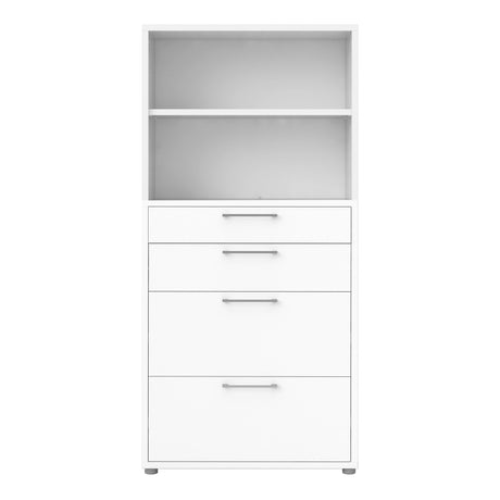 Prima Bookcase with Drawers and File Storage in White