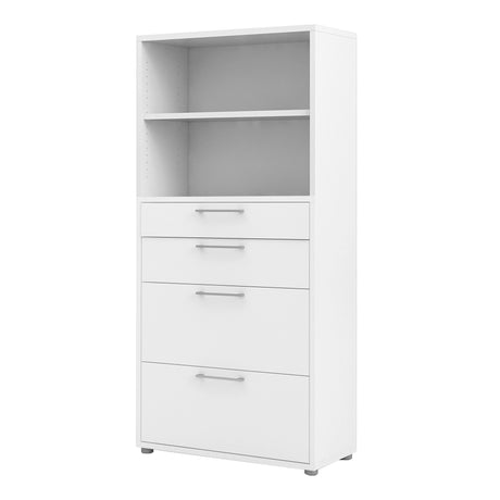Prima Bookcase with Drawers and File Storage in White
