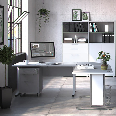 Prima Bookcase with Drawers and File Storage in White