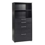 Prima Bookcase with Drawers and File Storage in Black Woodgrain