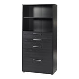 Prima Bookcase with Drawers and File Storage in Black Woodgrain