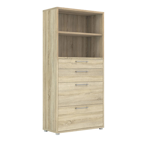 Prima Bookcase with Drawers and File Storage in Oak