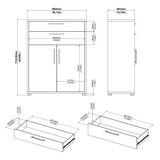 Prima Bookcase 3 Shelves with 2 Drawers 2 Doors In White