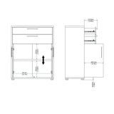 Prima Bookcase 3 Shelves with 2 Drawers 2 Doors In White