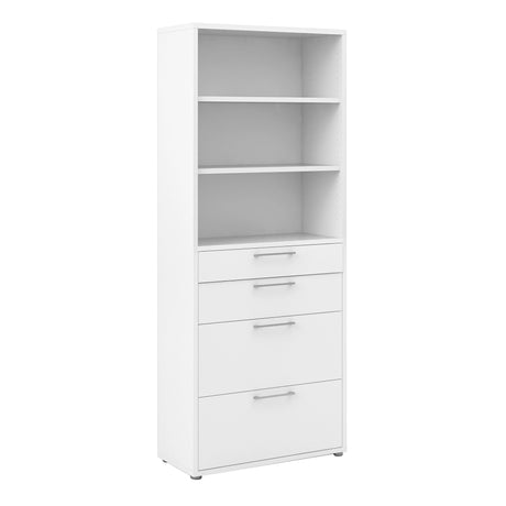 Prima Bookcase 2 Shelves 2 Drawers 2 File Drawers in White