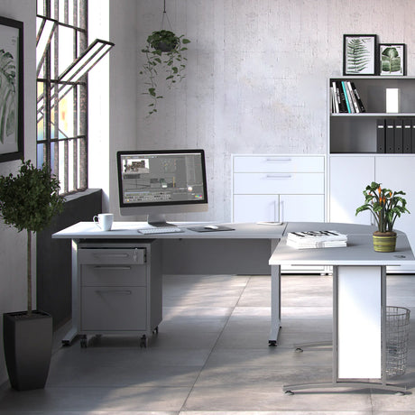 Prima Bookcase with Drawers and Doors in White