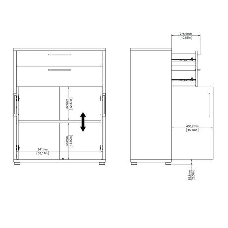 Prima Bookcase with Drawers and Doors in White