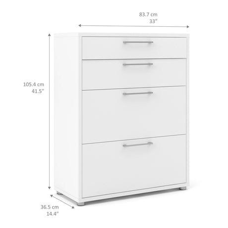Prima Office Storage with 2 Drawers and 2 File Drawers in White