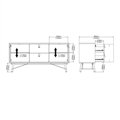 Ry Sideboard 2 doors + 2 drawers in Matt Black Walnut