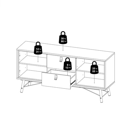 Ry Sideboard 2 doors + 2 drawers in Matt Black Walnut