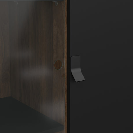 Ry China cabinet 1 door + 1 glass door + 1 drawer in Matt Black Walnut