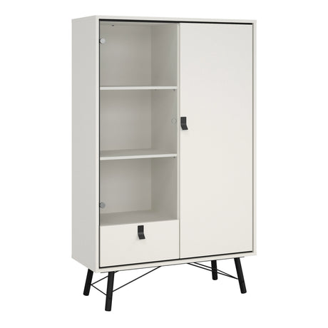 Ry China Cabinet with Glass Door and Drawer in Matt White