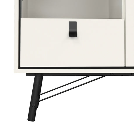 Ry China Cabinet with Glass Door and Drawer in Matt White