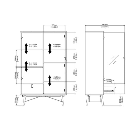 Ry China Cabinet with Glass Door and Drawer in Matt White