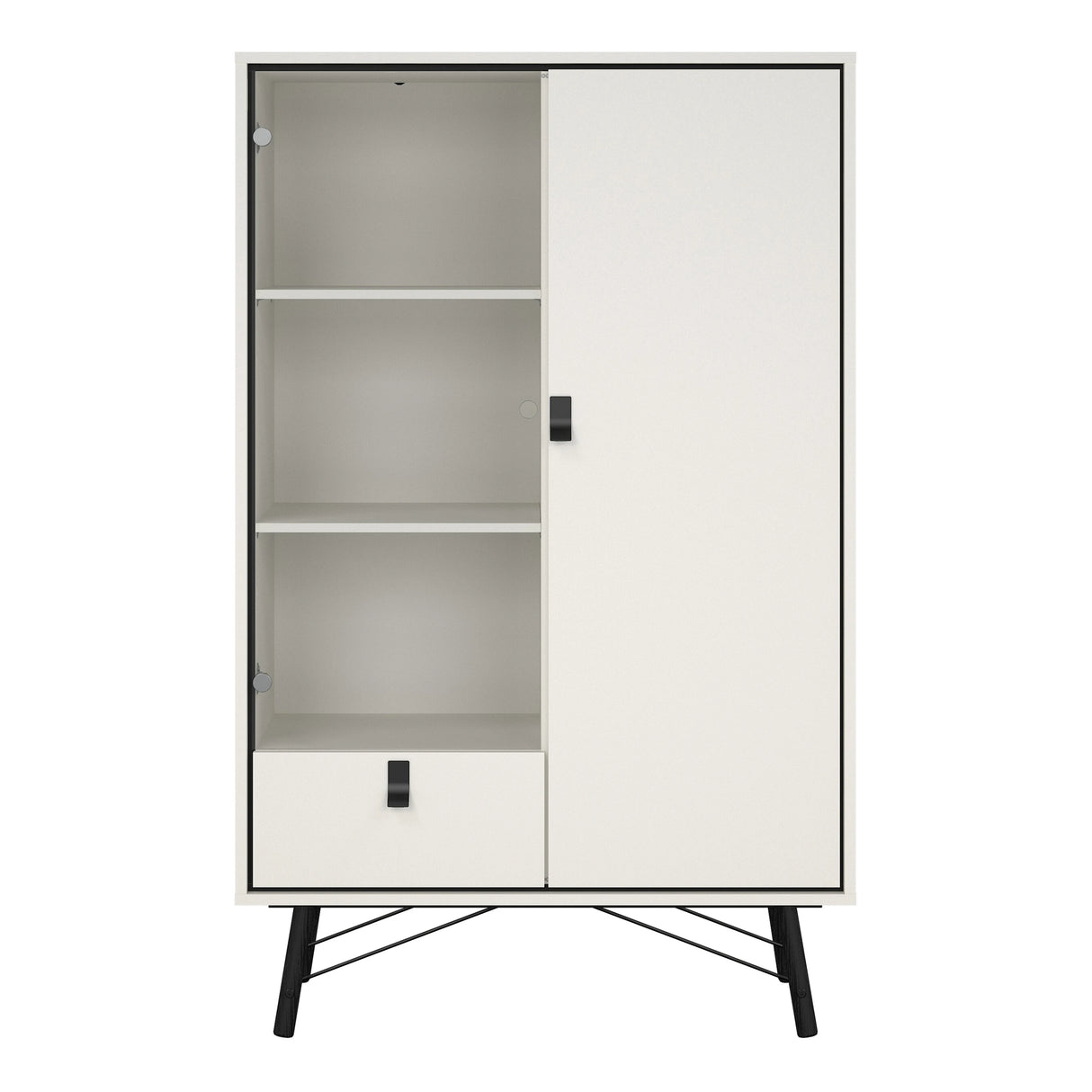 Ry China Cabinet with Glass Door and Drawer in Matt White
