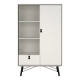 Ry China Cabinet with Glass Door and Drawer in Matt White