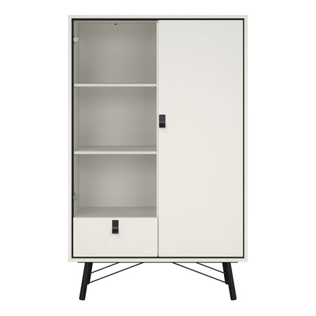 Ry China Cabinet with Glass Door and Drawer in Matt White
