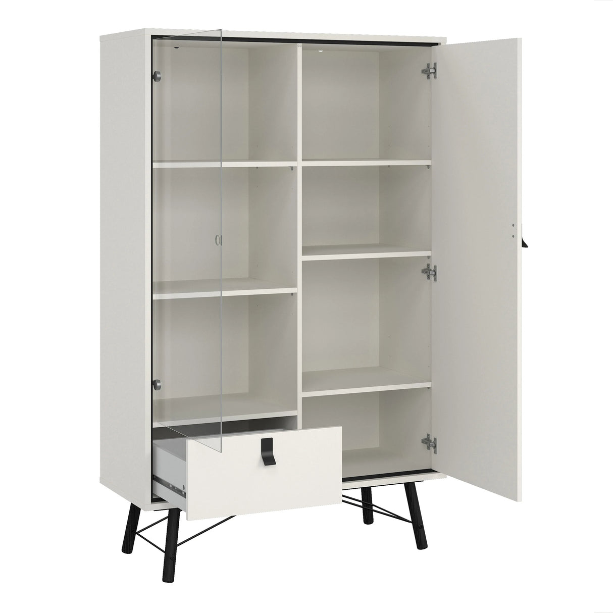Ry China Cabinet with Glass Door and Drawer in Matt White